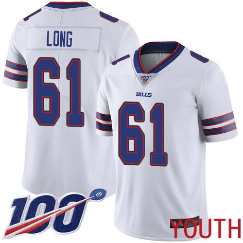 Youth Buffalo Bills 61 Spencer Long White Vapor Untouchable Limited Player 100th Season NFL Jersey